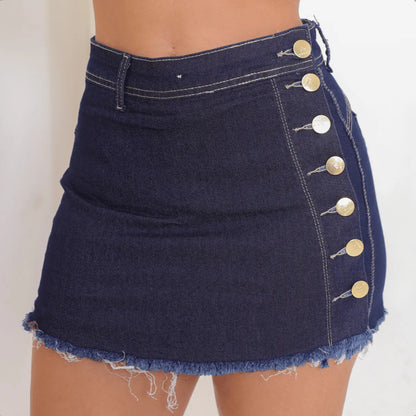 Short Saia Jeans Feminino Cintura Alta Com Lycra Stillger