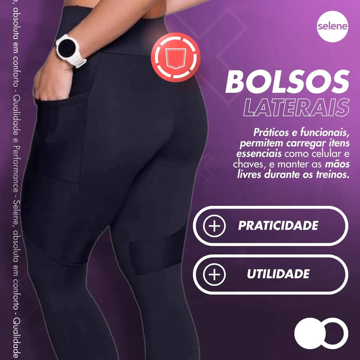 Legging Academia Bolso Cirrê Grossa Sem Transparência Selene