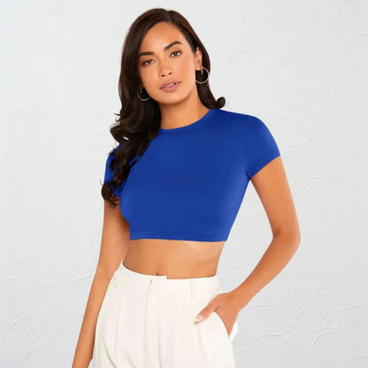 Top Cropped Feminino Básico Blusinha Academia Manga Curta