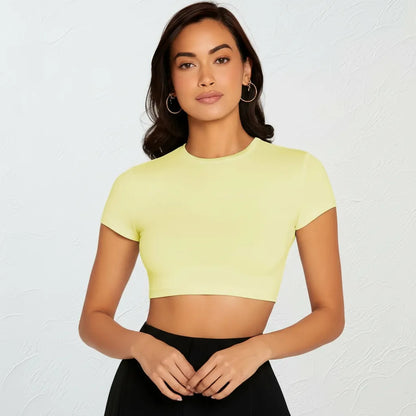 Top Cropped Feminino Básico Blusinha Academia Manga Curta