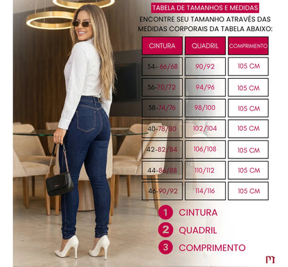 Calça Jeans Feminina Preta Cintura Alta Com Lycra Modeladora
