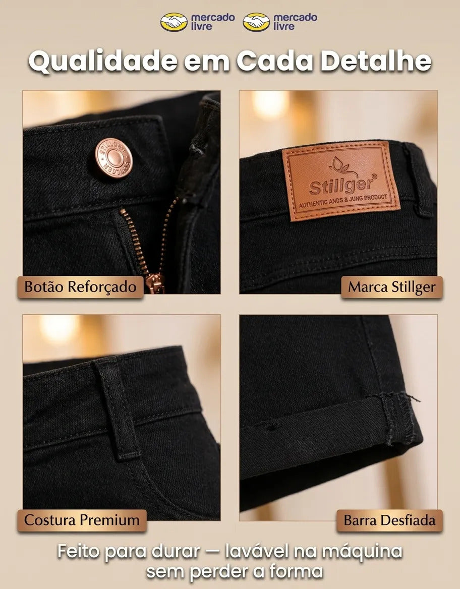 Short Jeans Feminino Cintura Alta C/ Lycra Hot Pant Stillger