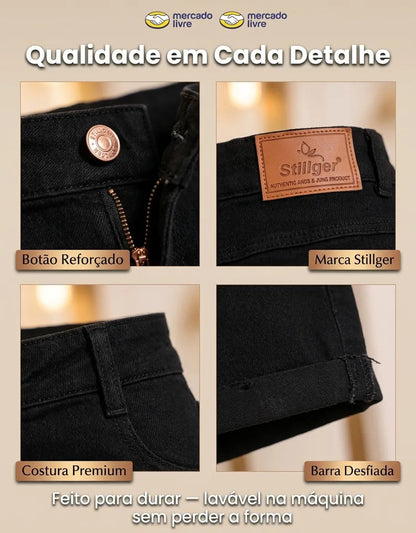 Short Jeans Feminino Cintura Alta C/ Lycra Hot Pant Stillger