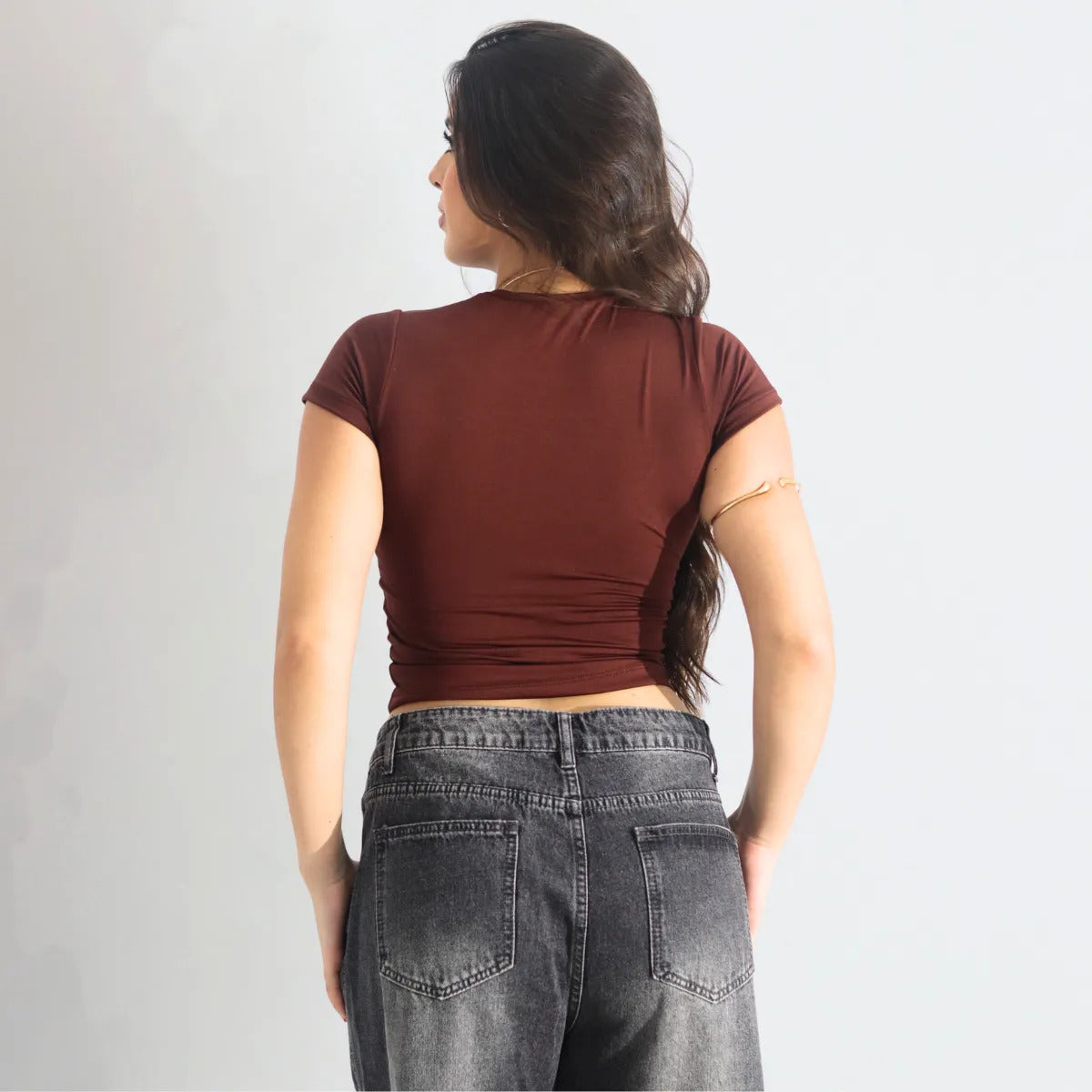 Kit 3 Blusa Baby Tee Justa Ao Corpo Alta Elásticidade Moda