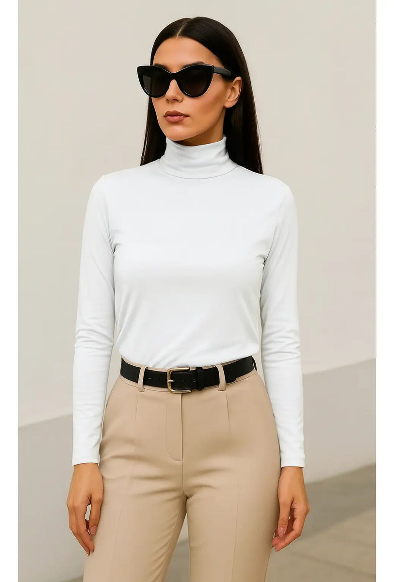 Blusa Térmica Feminina Gola Alta Zanca Peluciada Manga Longa