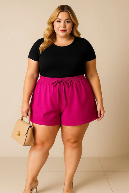 Shorts Plus Size Leve Feminino Cintura Alta