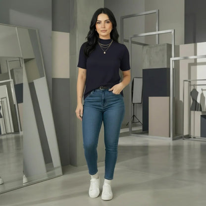 Kit 2 Blusas Camiseta Feminina T Shirt Gola Alta Inverno