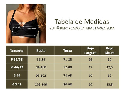 Kit 2 Sutiã Reforçado Lateral Larga Sustentação Cropped Top