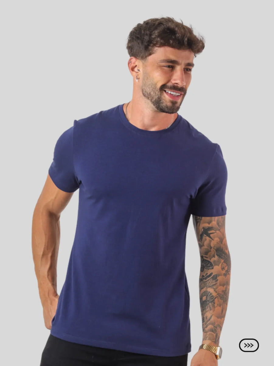 Camiseta Basica Masculina Algodão Lisa Malha Peruana Premium