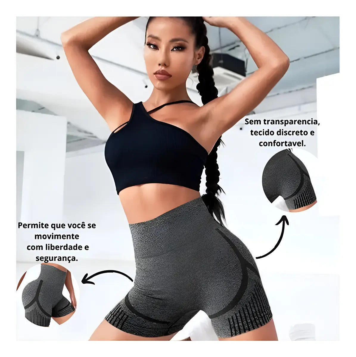 Kit 3 Short Levanta Bumbum Feminino Academia Yoga Fitness