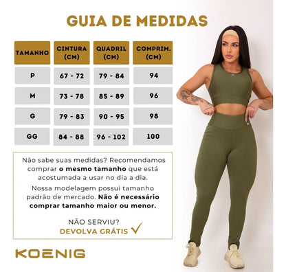 Calça Legging Fitness Zero Transparência Cintura Alta Koenig