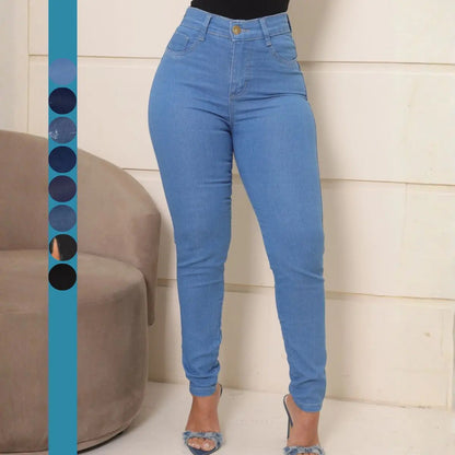 Calça Preta Jeans Feminina Com Elastano Cintura Alta Skinny