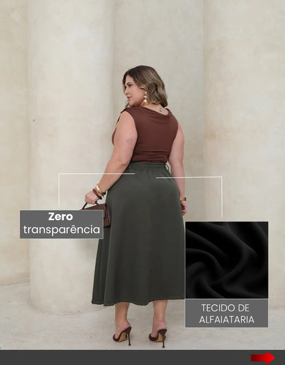 Saia Alfaiataria Feminina Plus Size Midi Evangélica Casual