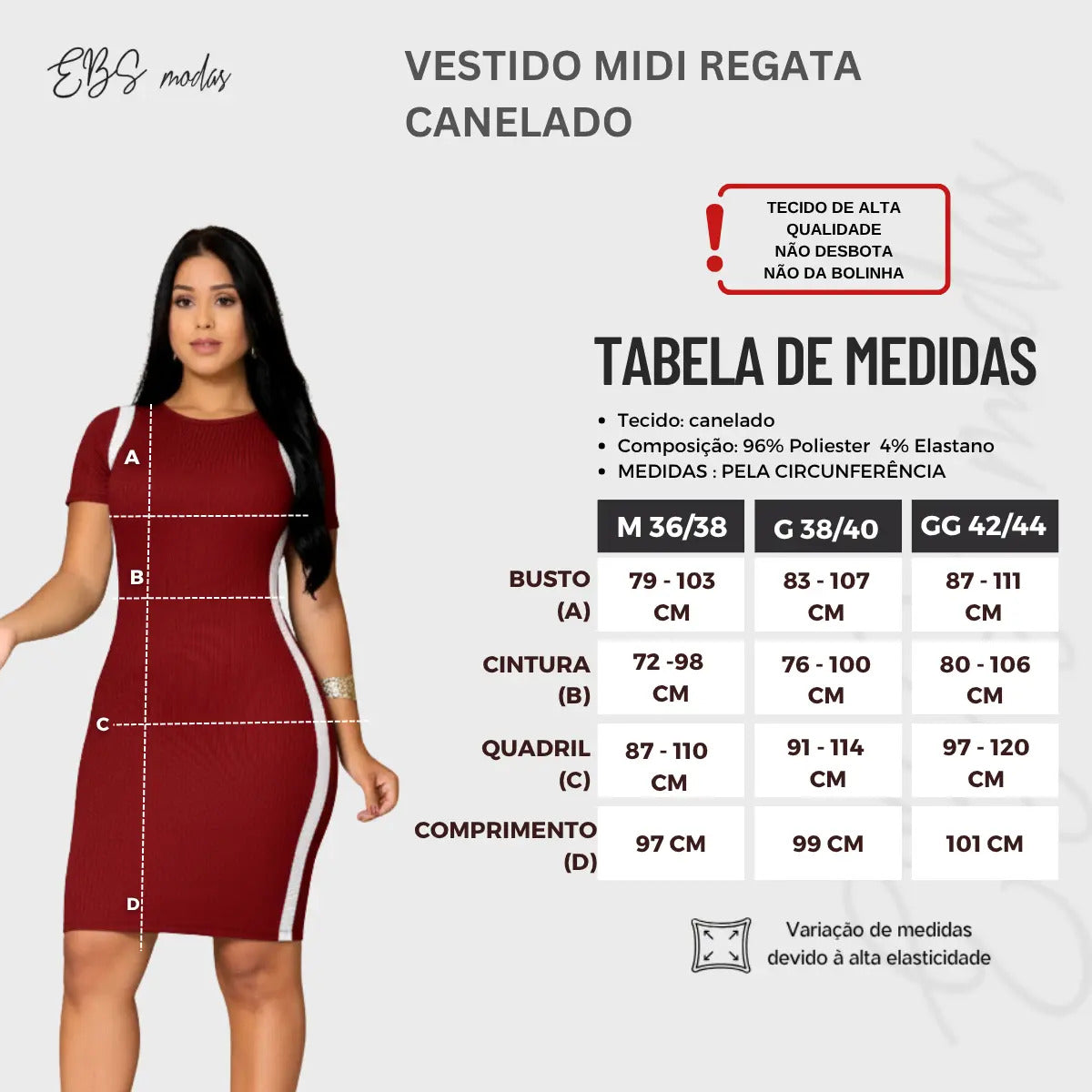 Vestido Canelado Curto Com Manga Casual Básico Modelador