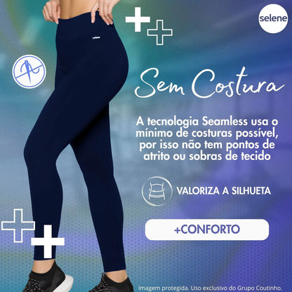Calça Legging Zero Transparência Fitness Cintura Alta Selene