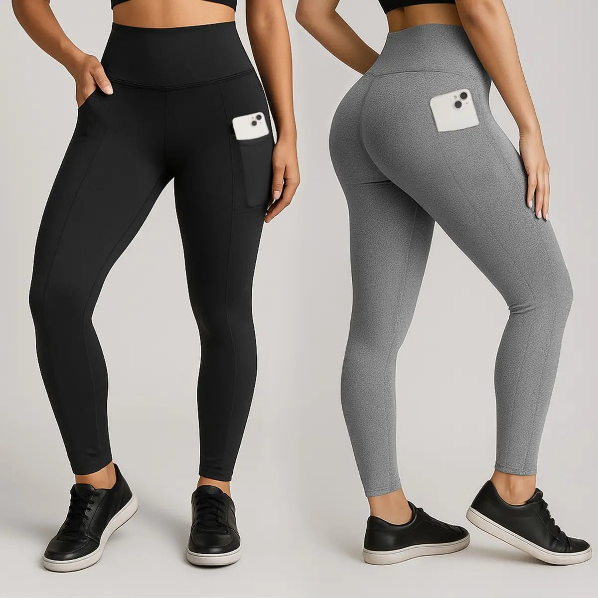 Kit 2 Calças Legging Feminina Grossa Cintura Alta Com Bolso