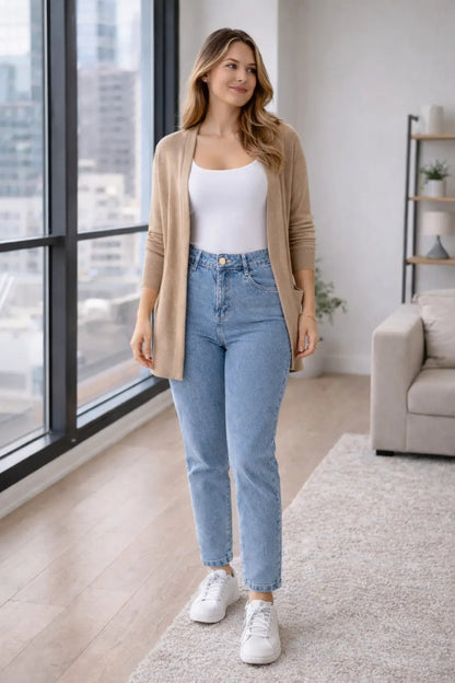 Calça Jeans Mom Stillger Feminina Cintura Alta Cor Clara