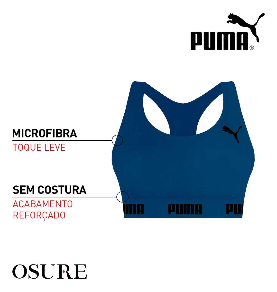 Top Puma Original Feminino Alta Sustentação Academia Fitness