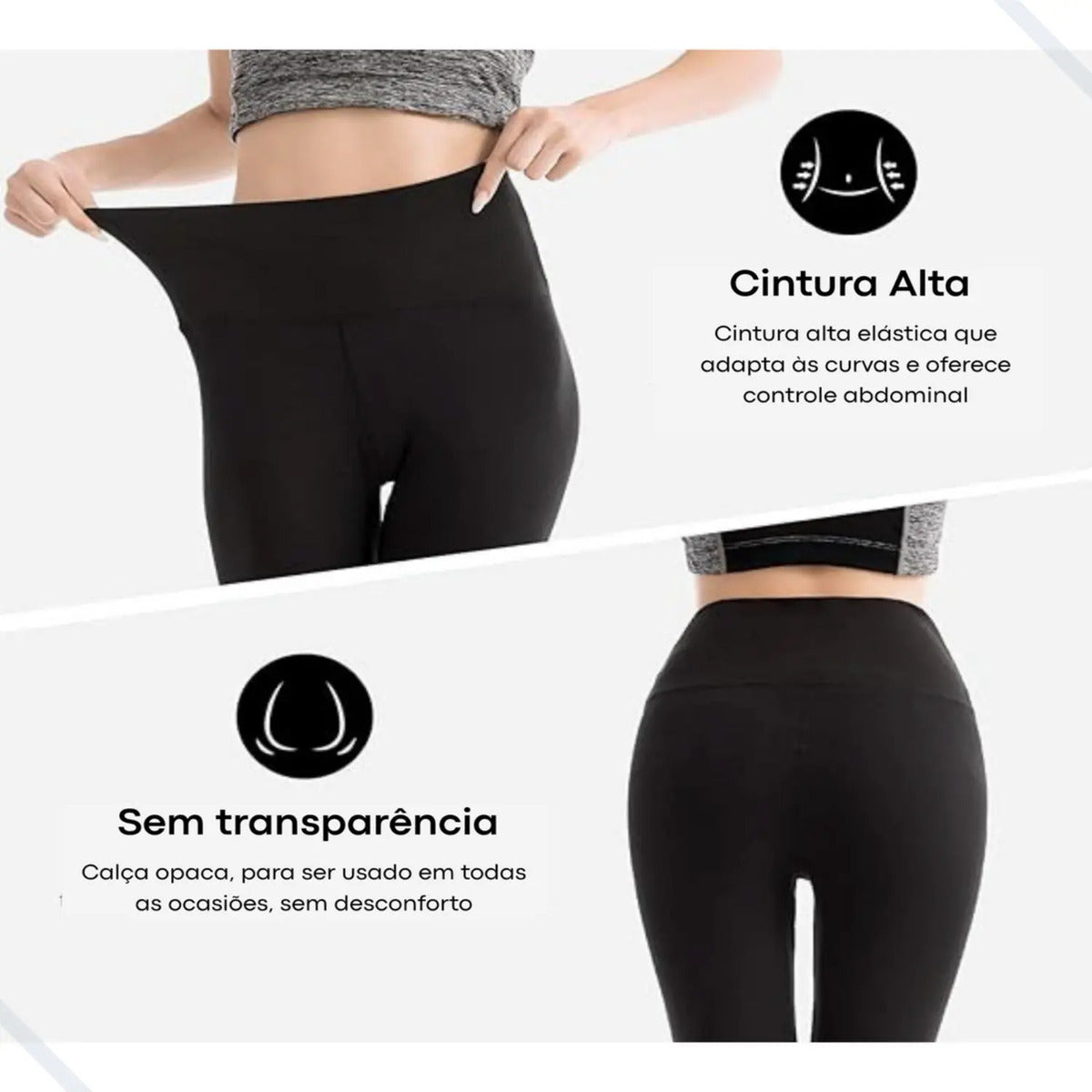 Calça Legging Kit 3 Grossa Suplex Cós Alto Leg Reforçada
