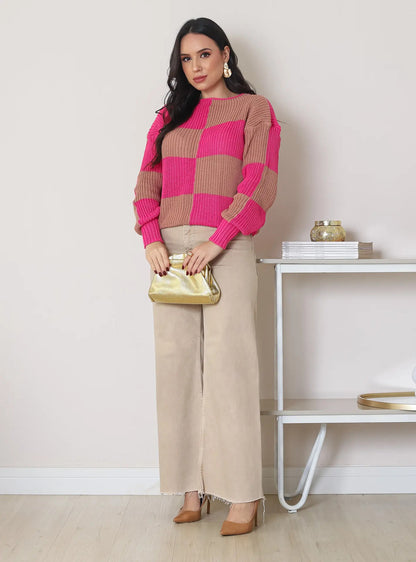 Blusa Feminina Suéter Trico Tricot Inverno