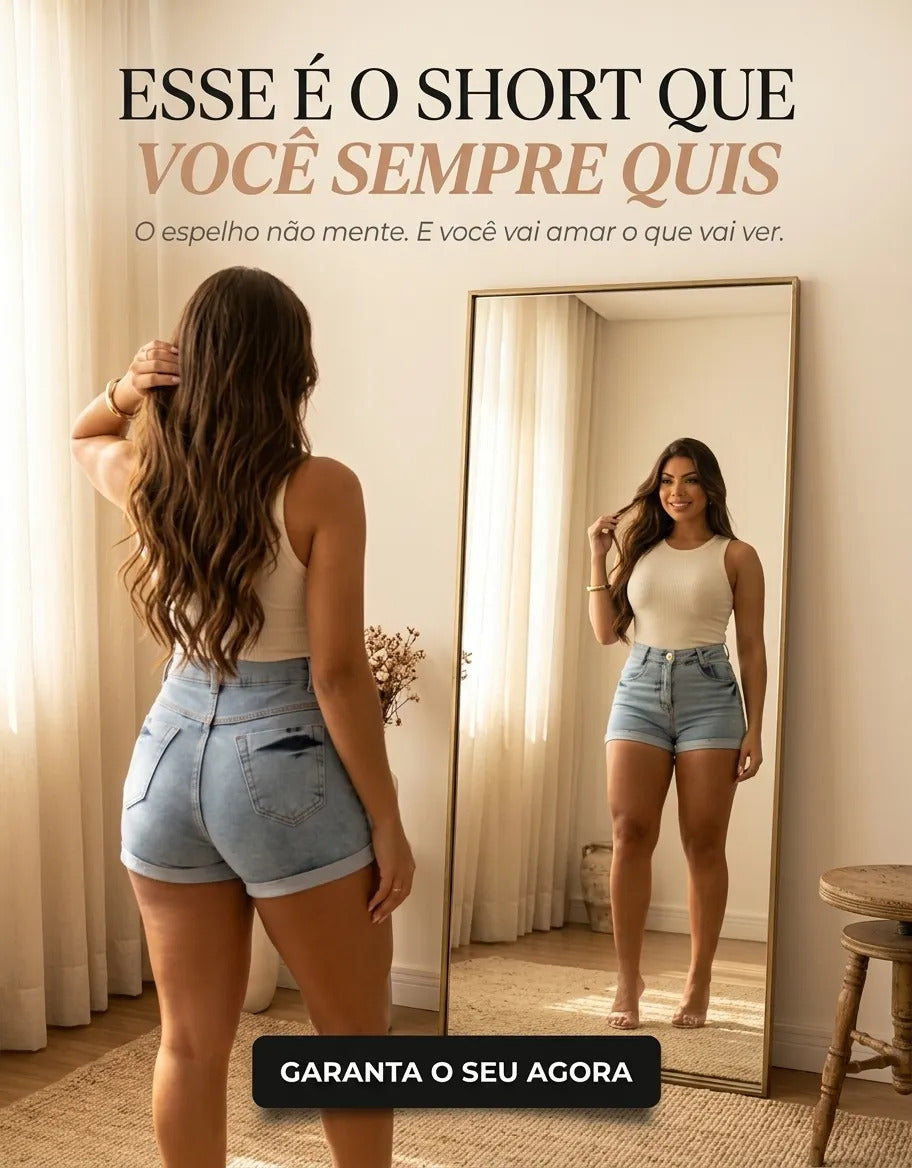 Short Jeans Feminino Cintura Alta C/ Lycra Hot Pant Stillger