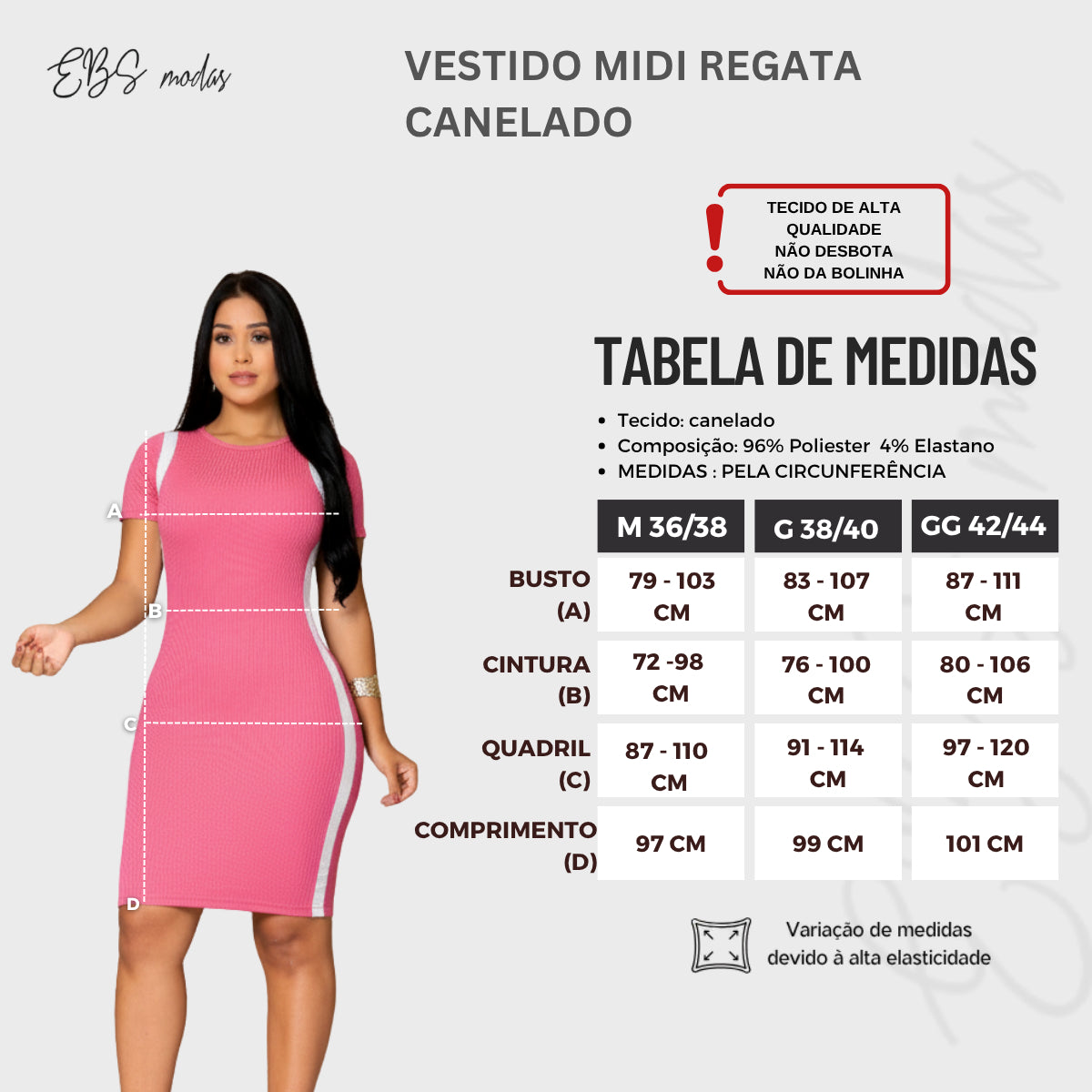 Vestido Canelado Curto Com Manga Casual Básico Modelador