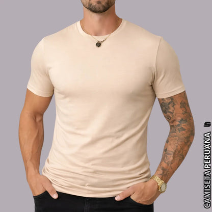 Camiseta Basica Masculina Algodão Lisa Malha Peruana Premium