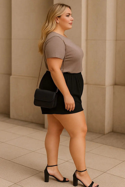 Short Plus Size Feminino Soltinho Com Cintura Alta Leve