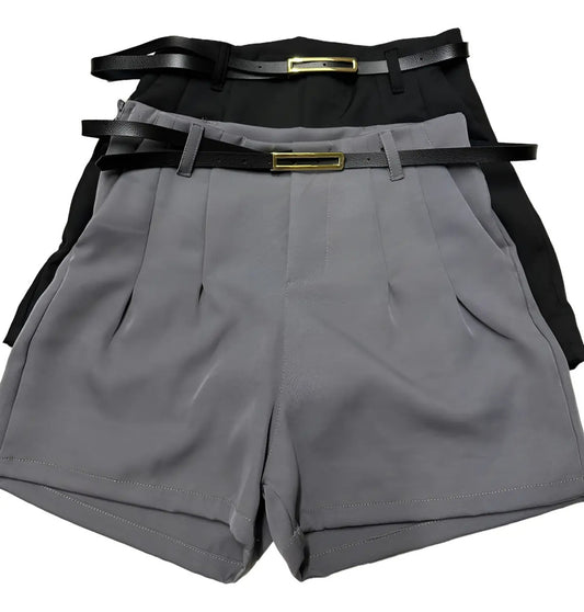 Kit 2 Shorts Feminino Alfaiataria Cinto Bolsos Tendência