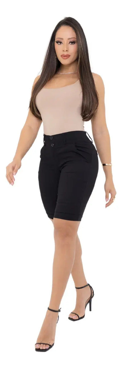 Bermuda Feminina Social - Ate O Joelho - Bengaline Lycra