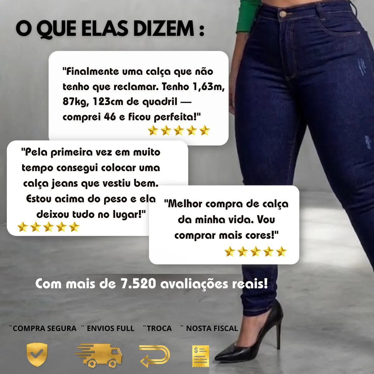 Calça Jeans Plus Size Cintura Alta Elastano Lycra Modeladora