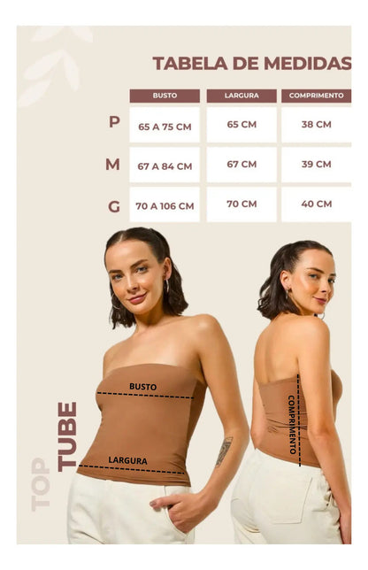 Top Tube Poliamida Forrada Tomara Que Caia Cropped Moda