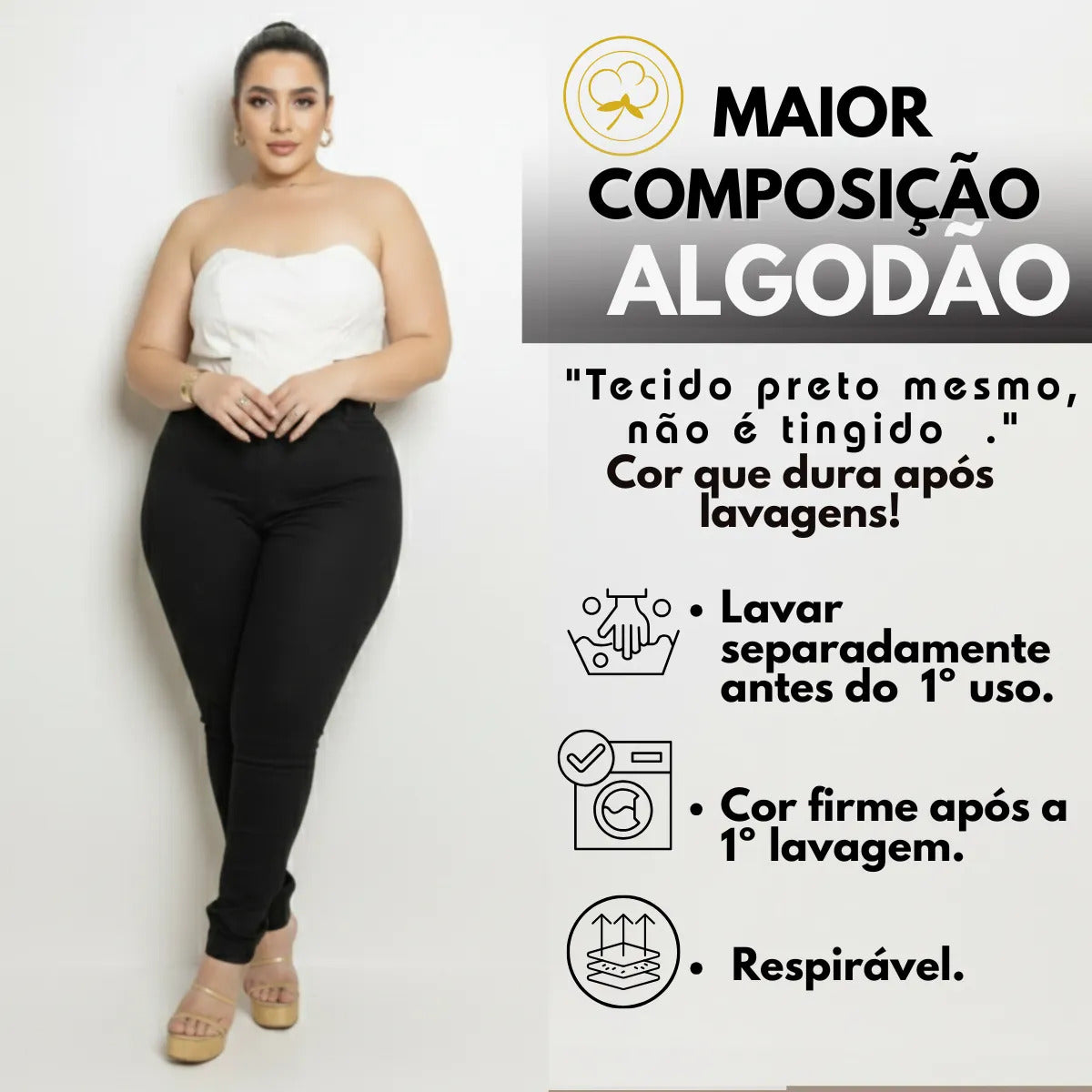 Calça Jeans Plus Size Cintura Alta Elastano Lycra Modeladora