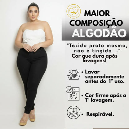 Calça Jeans Plus Size Cintura Alta Elastano Lycra Modeladora