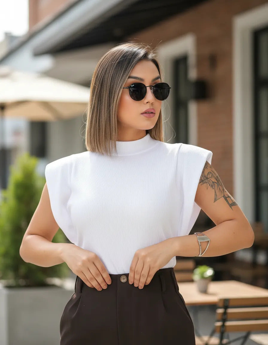 Blusa Feminina Social Manga Morcego Muscle Tee Luxo