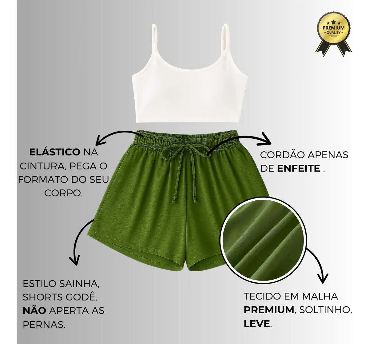 Shorts Godê Feminino Cintura Alta Em Viscolycra Soltinho