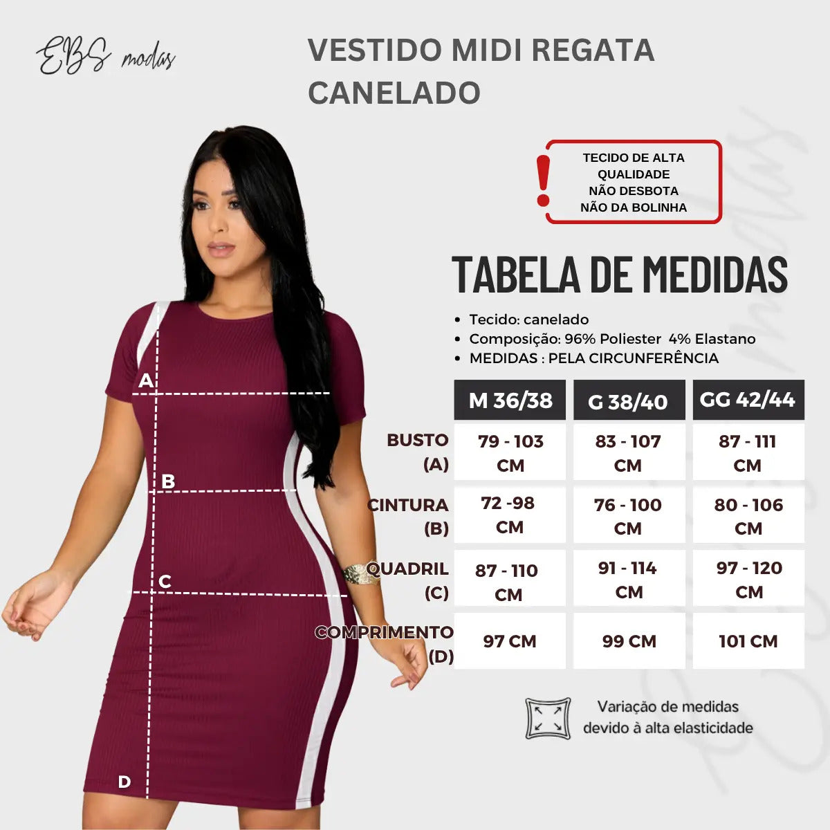 Vestido Canelado Curto Com Manga Casual Básico Modelador