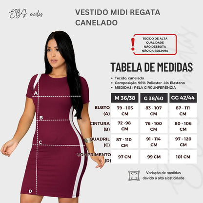 Vestido Canelado Curto Com Manga Casual Básico Modelador