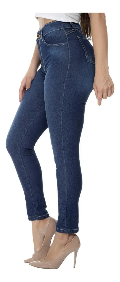 Calça Jeans Feminina Skinny Cintura Alta Levanta Bumbum