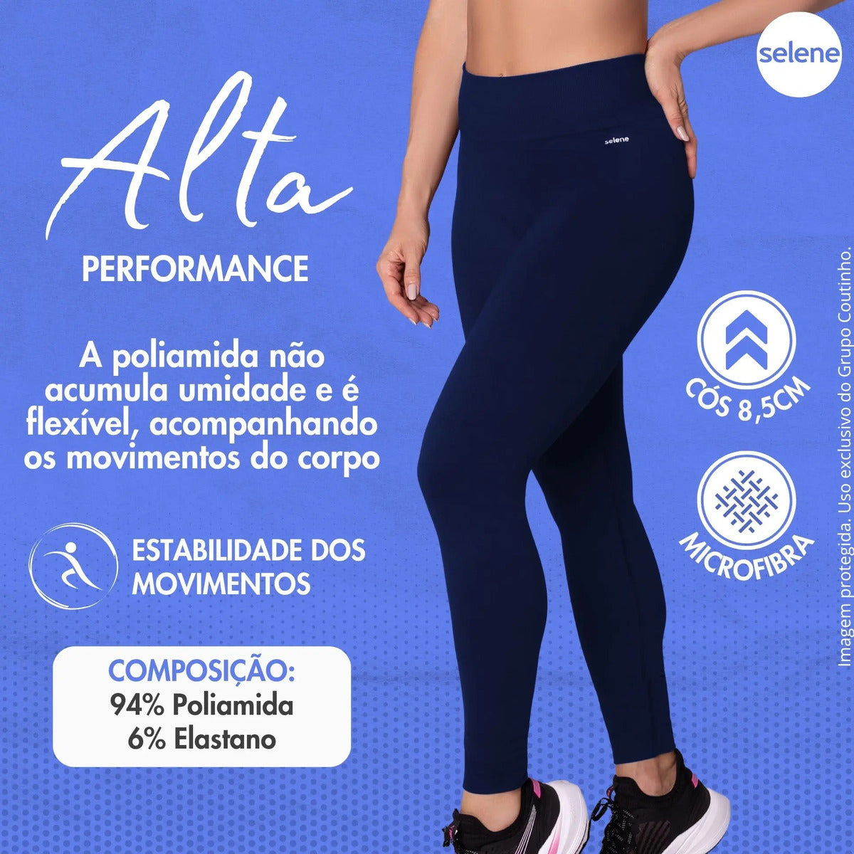 Calça Legging Zero Transparência Fitness Cintura Alta Selene