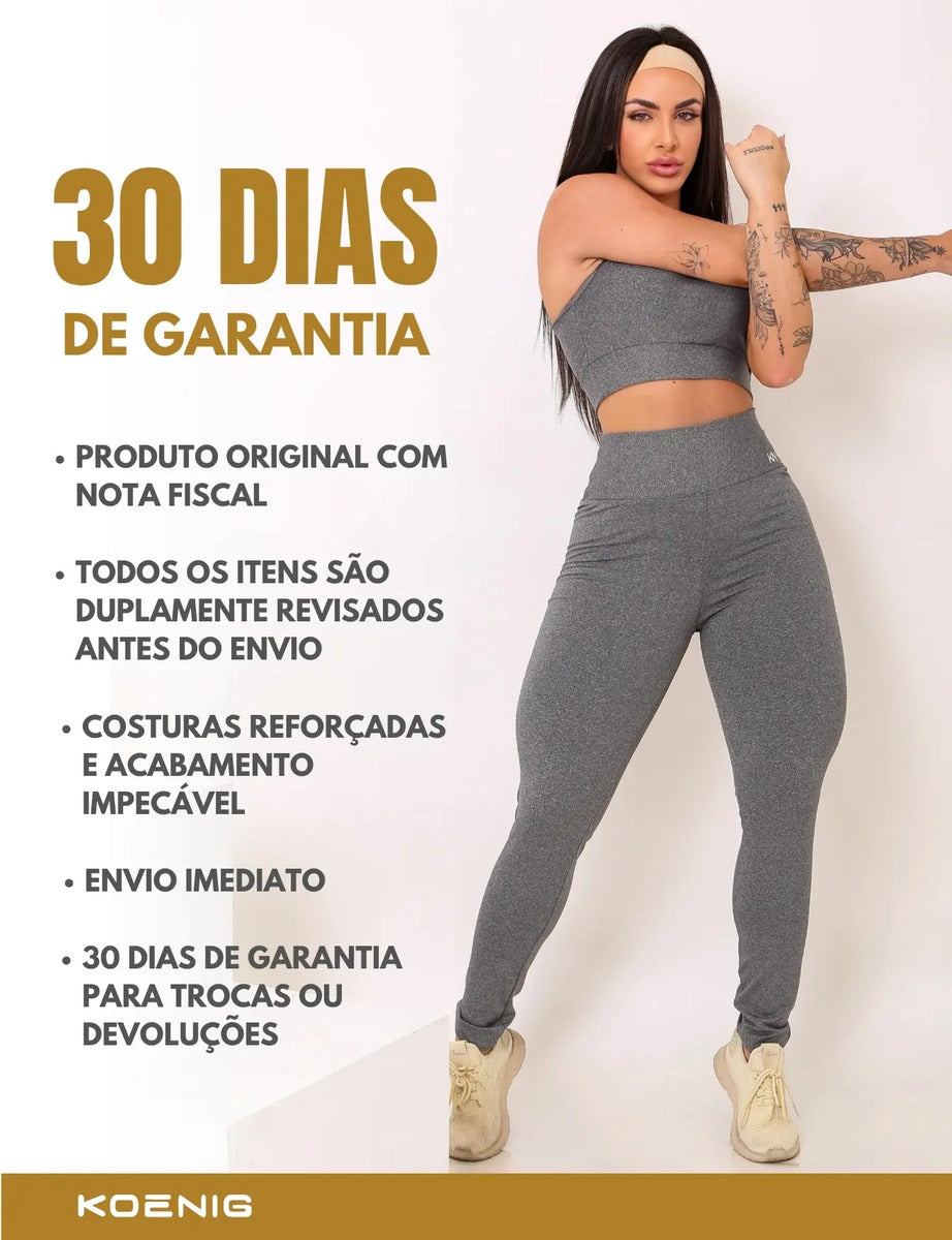 Calça Legging Fitness Zero Transparência Cintura Alta Koenig