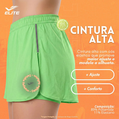 Short Feminino Academia Saia Fitness Corrida Poliamida Elite