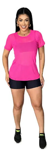 Blusa Tule Camiseta Feminina Academia Fitness