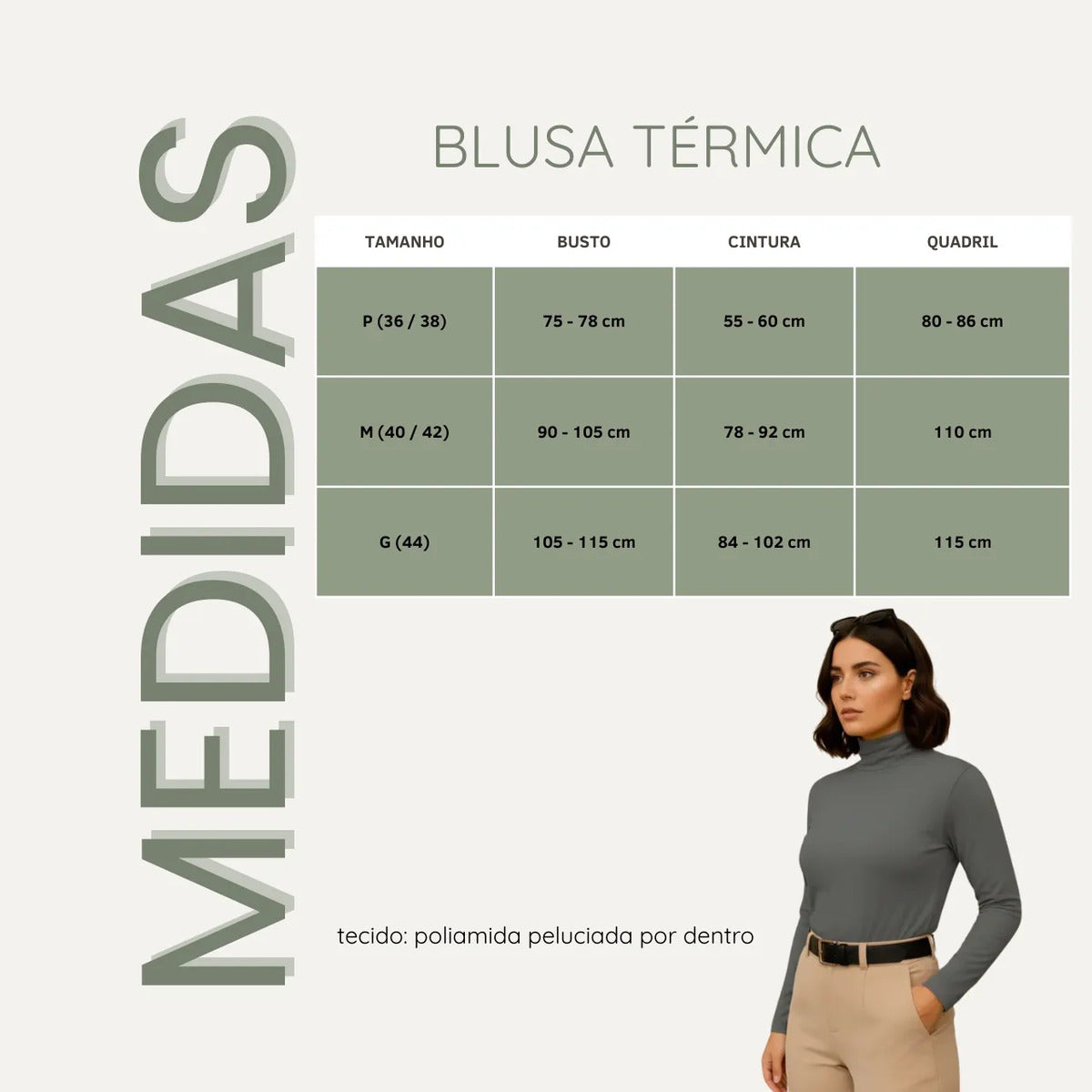 Blusa Térmica Feminina Gola Alta Zanca Peluciada Manga Longa