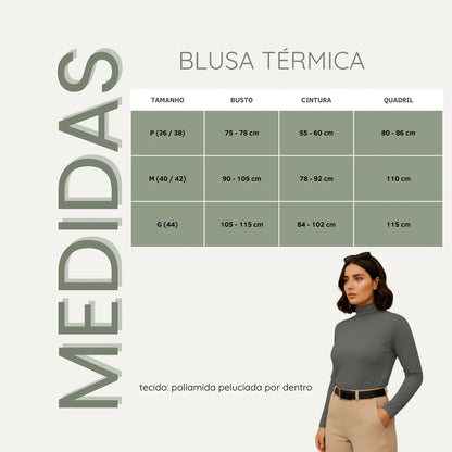 Blusa Térmica Feminina Gola Alta Zanca Peluciada Manga Longa
