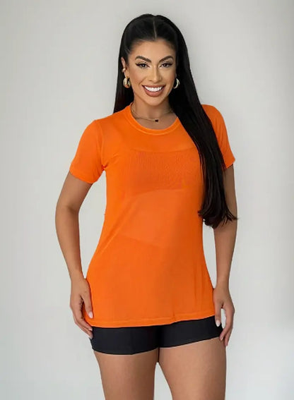 Blusa Tule Camiseta Feminina Academia Fitness