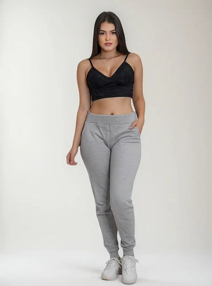 Calça Moletom Feminina Flanelado Com Bolso Lateral