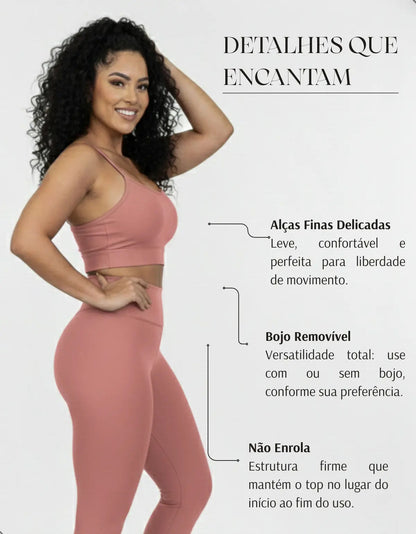 Kit-2 Top Alcinha Fina Academia Fitness C/ Bojo Suplex Power