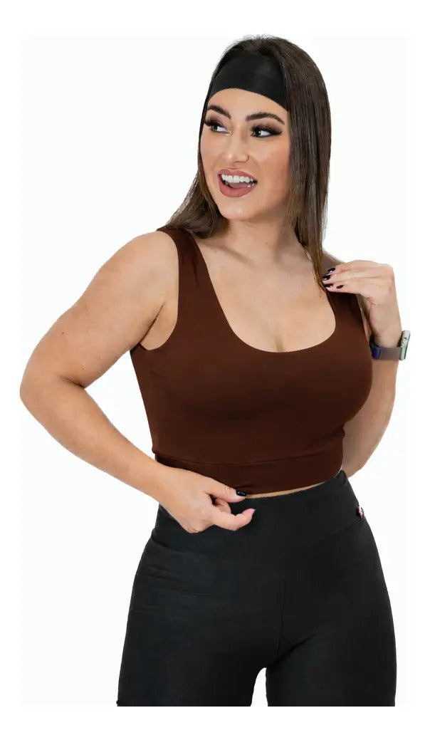 Cropped Cropet Top Alça Grossa Regata Feminino Casual C Bojo
