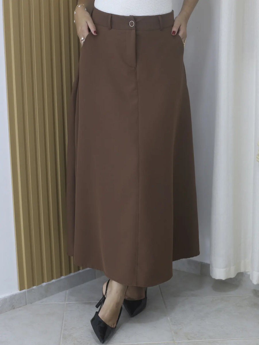 Saia Feminina Longa Design Saiaxshort Botao Cinto - Ma 7106